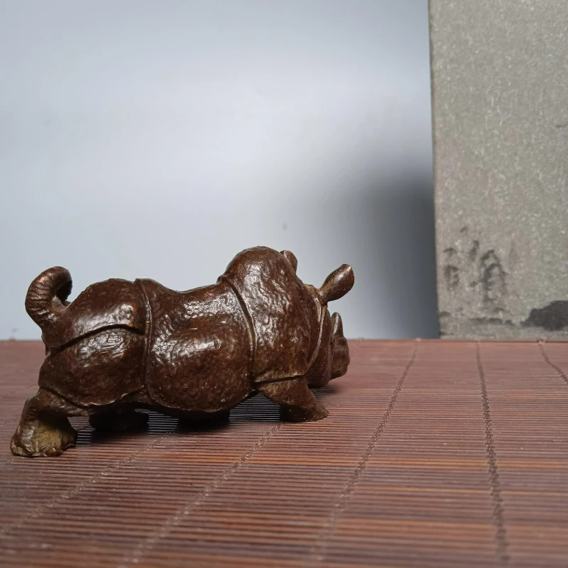 Antique Copper Rhinoceros Creative Office Home Tea Pet Tea Table Antique Copper Trinkets Ornaments