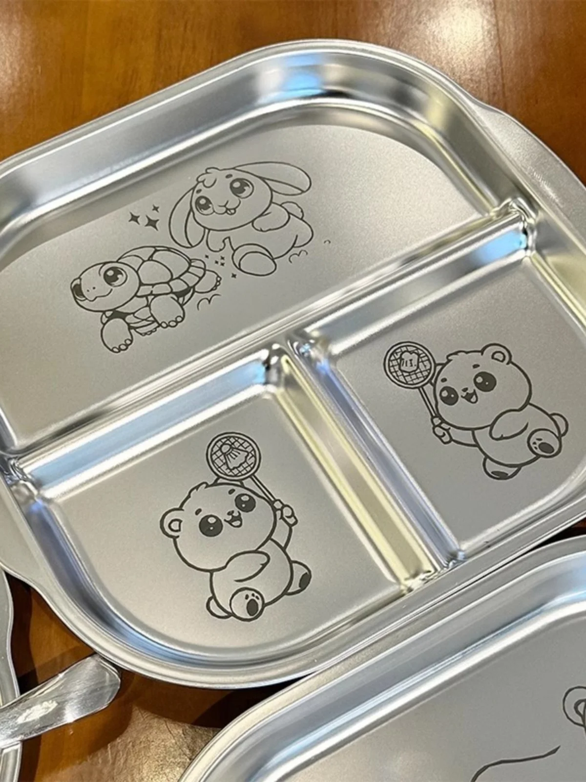 

Fitn Weight Loss Plate 36 Stainl Steel Adult Quantitative Divided Di Cute Cartoon Pattern Hammered Surface Fini