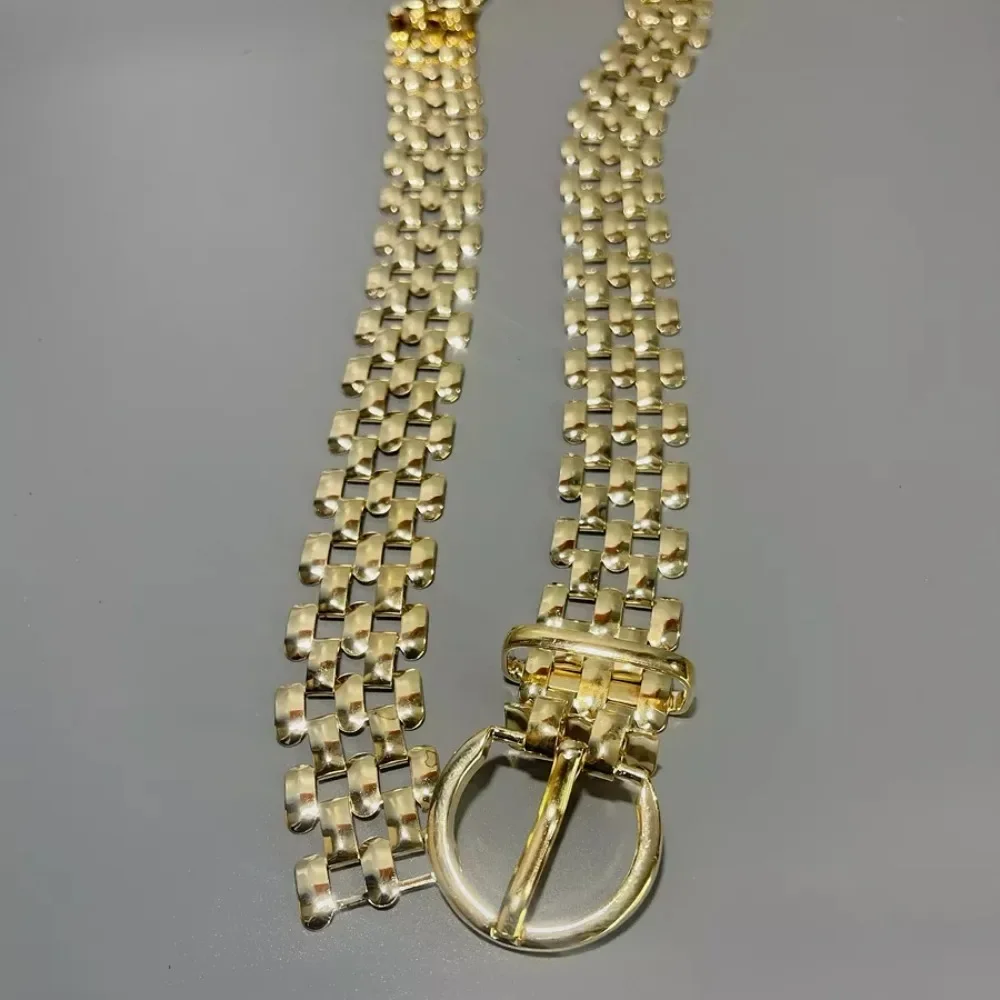 Cinturón de Metal de moda europea y americana para mujer, cadena de cintura de decoración informal, dorado/plateado, nuevo