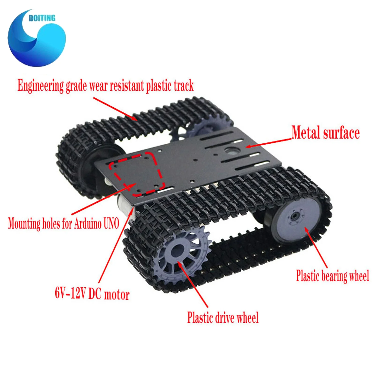 Chasis de tanque inteligente mini TP101, plataforma de Control remoto con Motor de CC Dual para Arduino, novedad