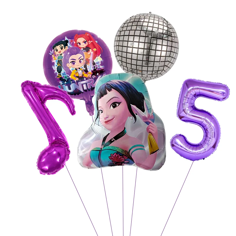 1 Set Kpop Music Theme Purple Balloon Gilrls Happy Birthday Party Decoration Kids Baby Shower Gifts Supplies - view 6