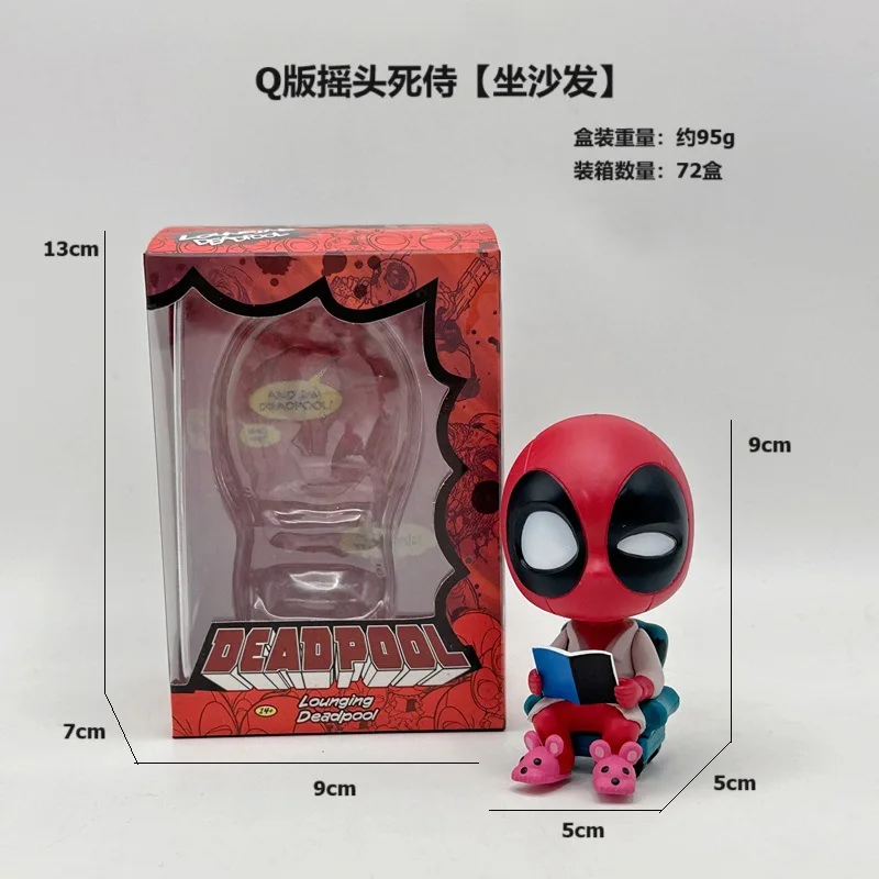 New Hot Toys Marvel The Avengers Deadpool Shaking Head Doll Model Kawaii Ornament Bobble Head Figurine Kids Toys Fans Gifts