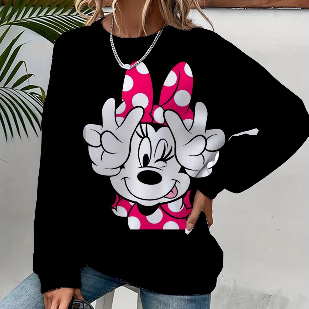 Disney Mickey Mouse Women\'s Hoodie Cartoon Printed Harajuku Long Sleeve Cute Hoodie Casual Loose Sportswear Fashion Top Clothing