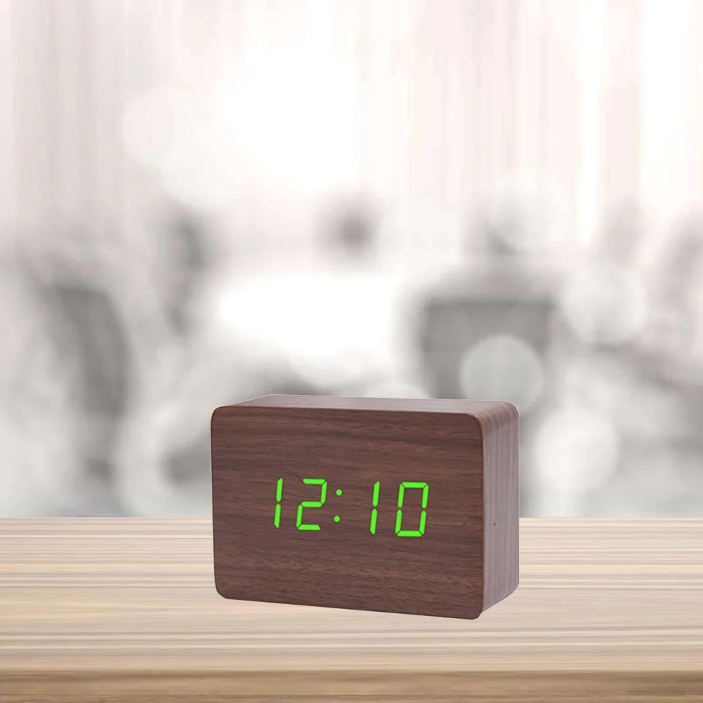 

Voice Control LED Clock Large Digital Display Temperature Function Wood Desk Alarm Clocks Energy Saving Creative Gift