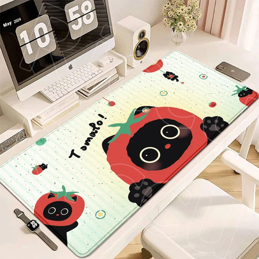Cute Black Cat Patterns Large Size Mousepad Anti-Slip Rubber Bottom Mause Pad Anime Office Table Mat
