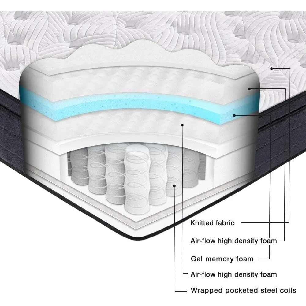 مرتبة Sweetnight Queen في صندوق - مرتبة هجينة علوية من القطيفة مقاس 12 بوصة، إسفنج ميموري فوم لعزل الحركة بشكل فردي