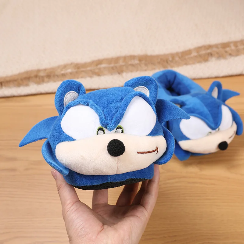 Sonic The Hedgehog pantofole in cotone peluche Cute Anime All-inclusive Indoor Home Slipper inverno antiscivolo scarpe calde regalo di compleanno