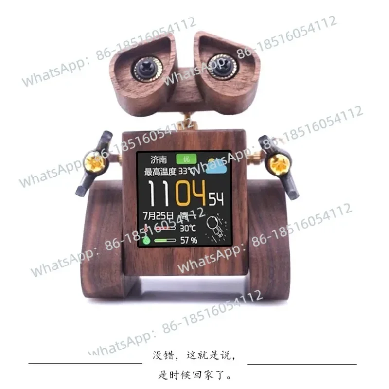 wifi-weather-alarm-clock-table-tide-play-sd2-holiday-birthday-gift-smart-creative-walnut-wall-e-robot