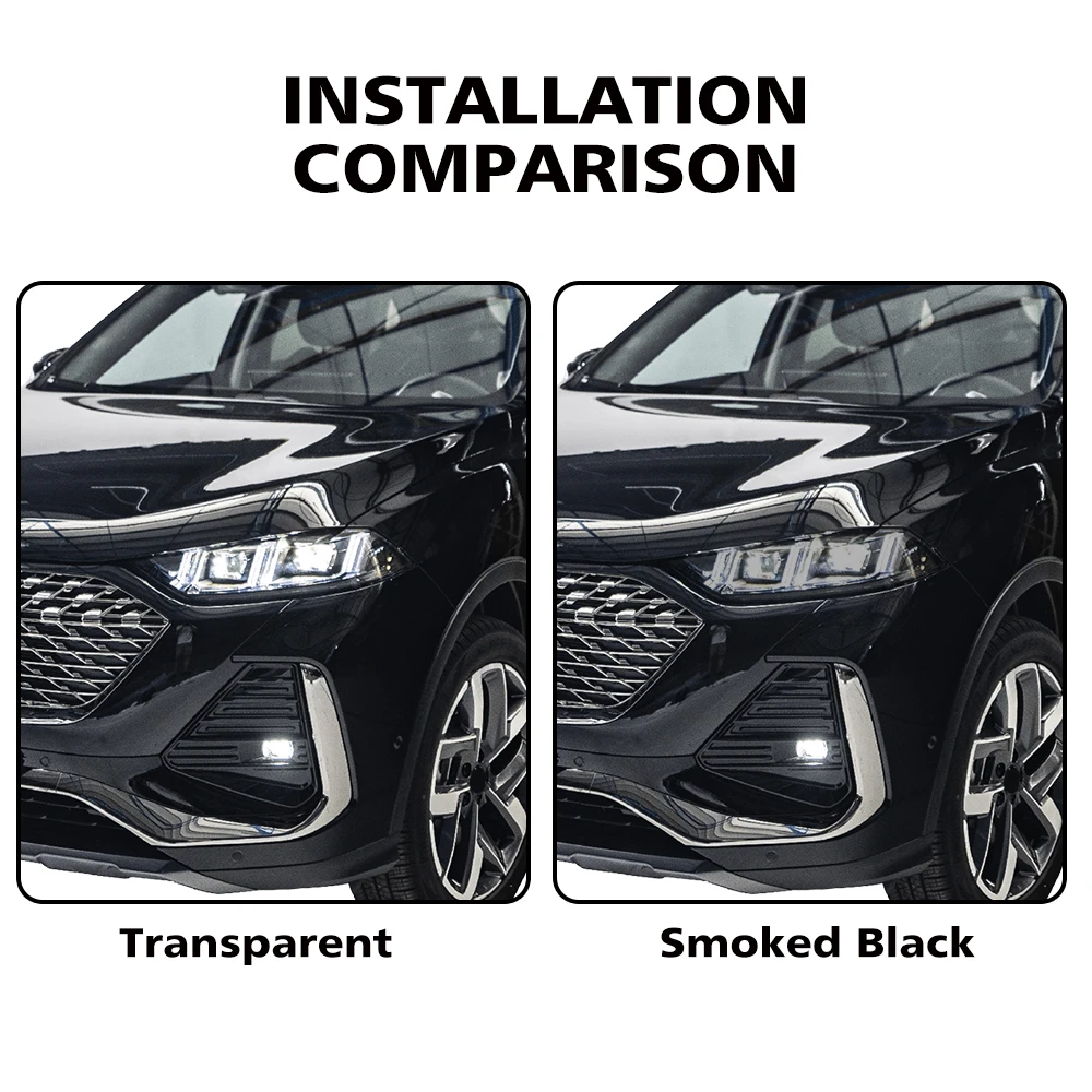 

For WEY Coffee 02 2023-2025 High-Gloss Smoke Black Pre-Cut TPU Headlight Protection Film PPF Kit Anti-Scratch Vinyl Wrap Cover