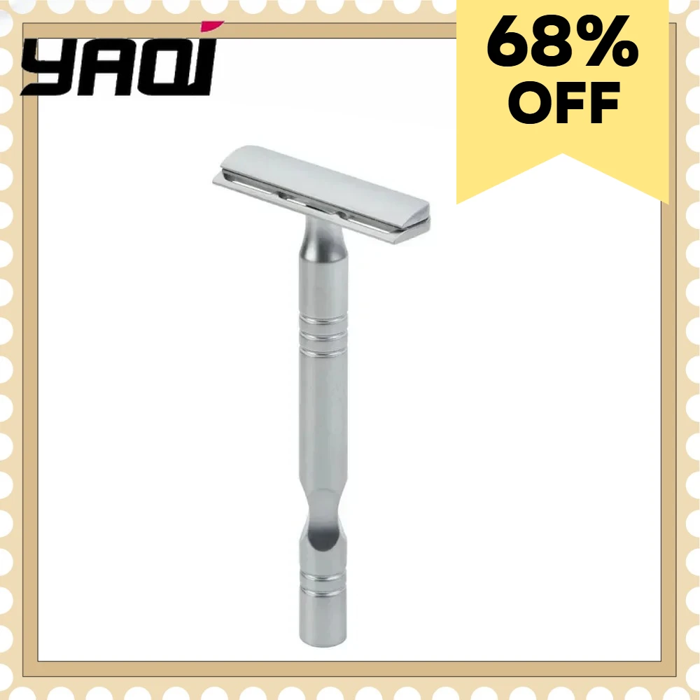 

Бритва для бороды YAQI, матовый хром, лезвие AC Excalibur, однолезвийная безопасная бритва для мужчин