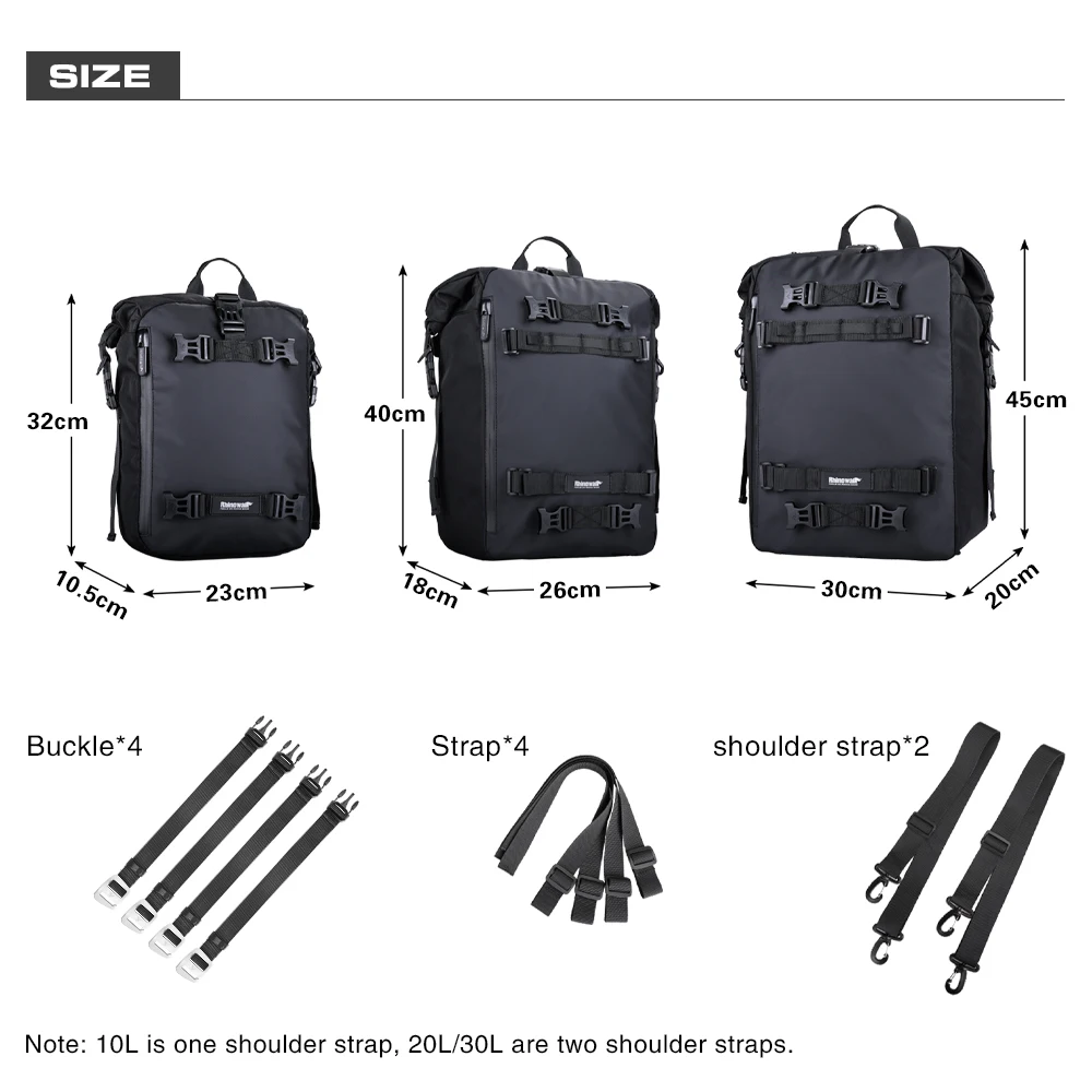 Rhinowalk Motorcycle Side Box Top Pannier Bag Waterproof 10L-30L Luggage Bag For BMW Adventure Case Top Saddle Rear Seat Bag 1PC