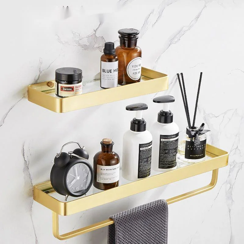 Bathroom Accessory Storage Rack Gold Color Glass Light Luxurious Hole Free Wall Hanging Toilet Cosmetics Toiletry Thick Shelf