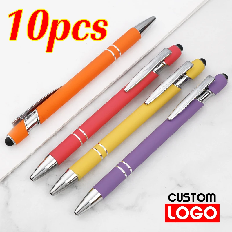 

10pcs Metal Ballpoint Pen Custom Pen Touch Screen Pen Office School Advertising Custom Logo Text Engraving Laser Engraving