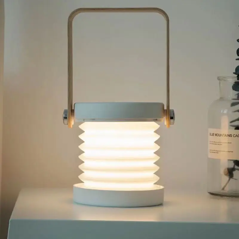 ShinyYing Folding Night Light, USB Rechargeable Lamp, 3-Color Dimming Bedside Decor Bedroom view 2