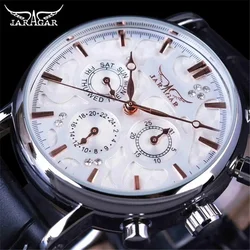 JARAGAR 348 Men's Automatic Mechanical Watch Fashion Elegant Genuine Leather Strap Luxury Business Clock for Male