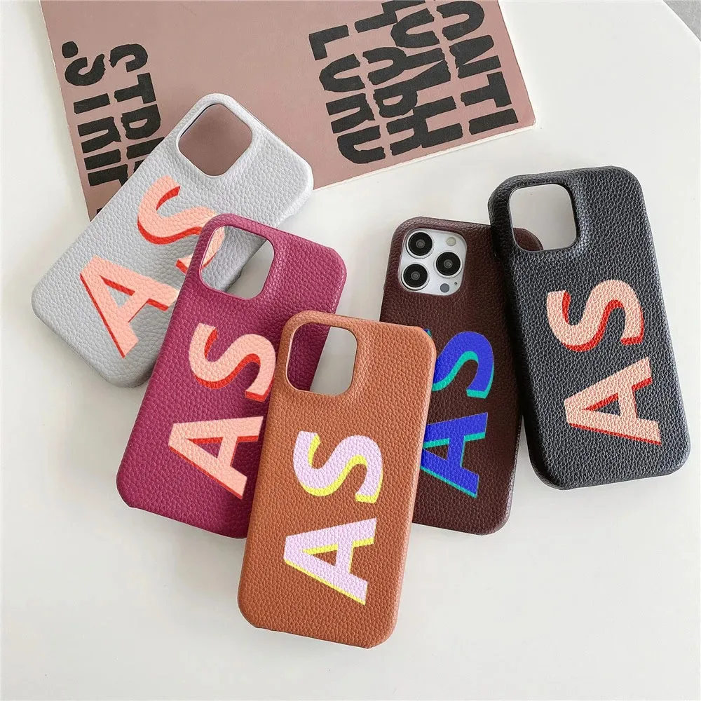 Personalised Initial letters Pebble Grain Leather Case for iphone 15 14 13 Pro Max 12 11 Pro Max XS XR 7 8 Plus Covers