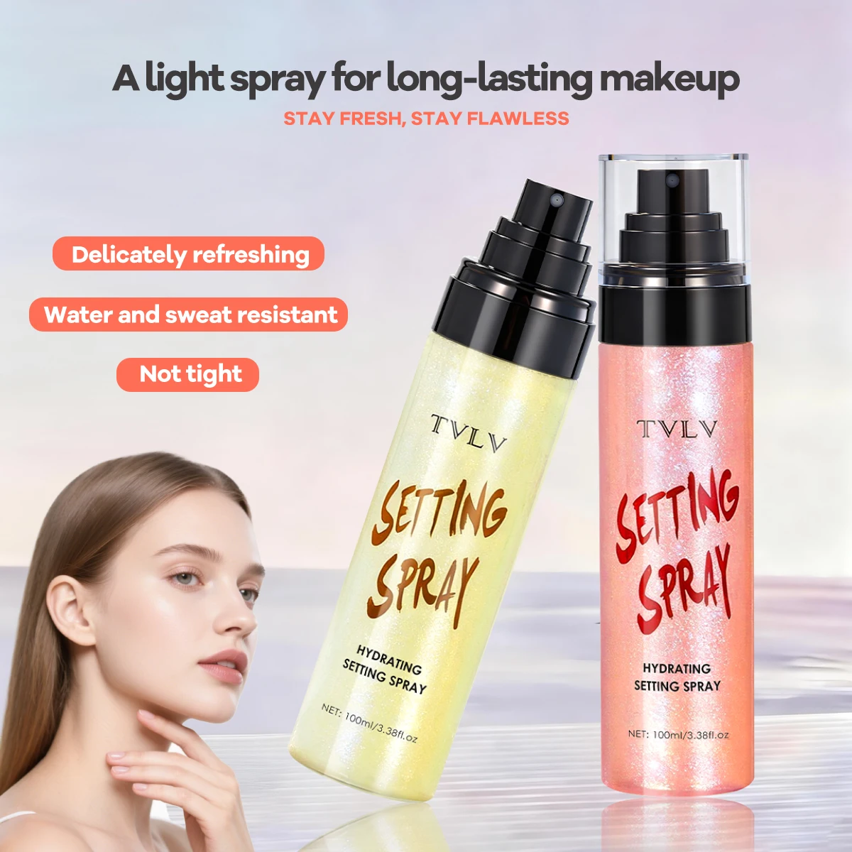 TVLV Hydrating Makeup Setting Spray, Long-Lasting Oil-Control Fixing Spray, Waterproof, Delivers All-Day Flawless Makeup