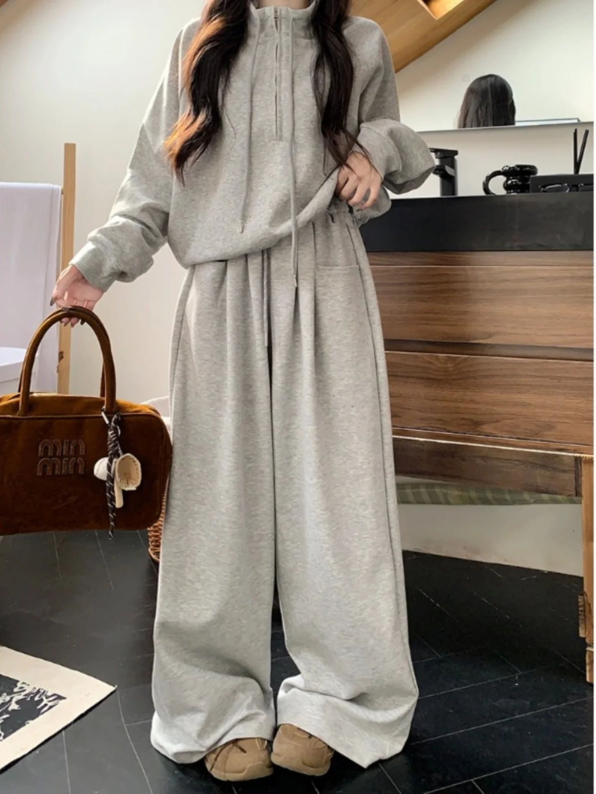 

plus Size Women's Lazy Style Set Casual Sweatshirt Slimming High Waist Draping Pants Two Piece Set Autumn Fashion Ensemble