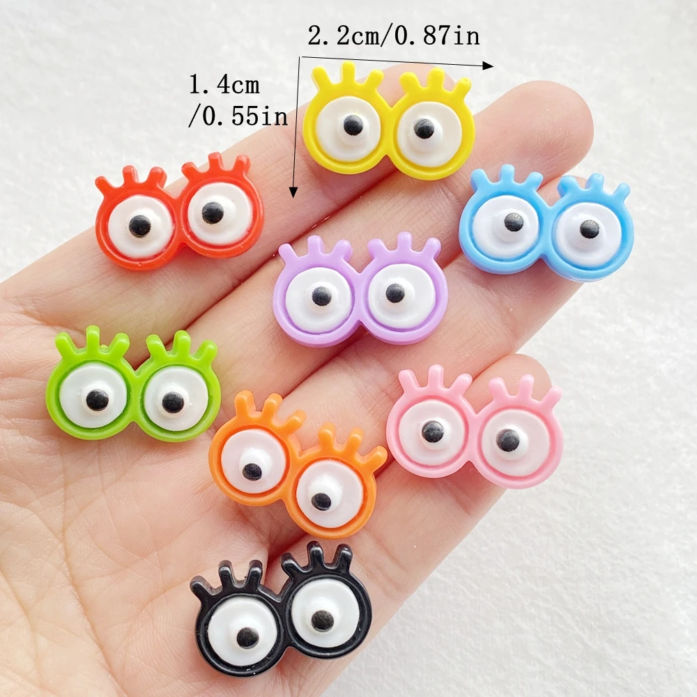 20pcs Colorful Kawaii Cartoon Animal Eyes Series Flat back Resin Scrapbooks Figurines DIY Decor Crafts