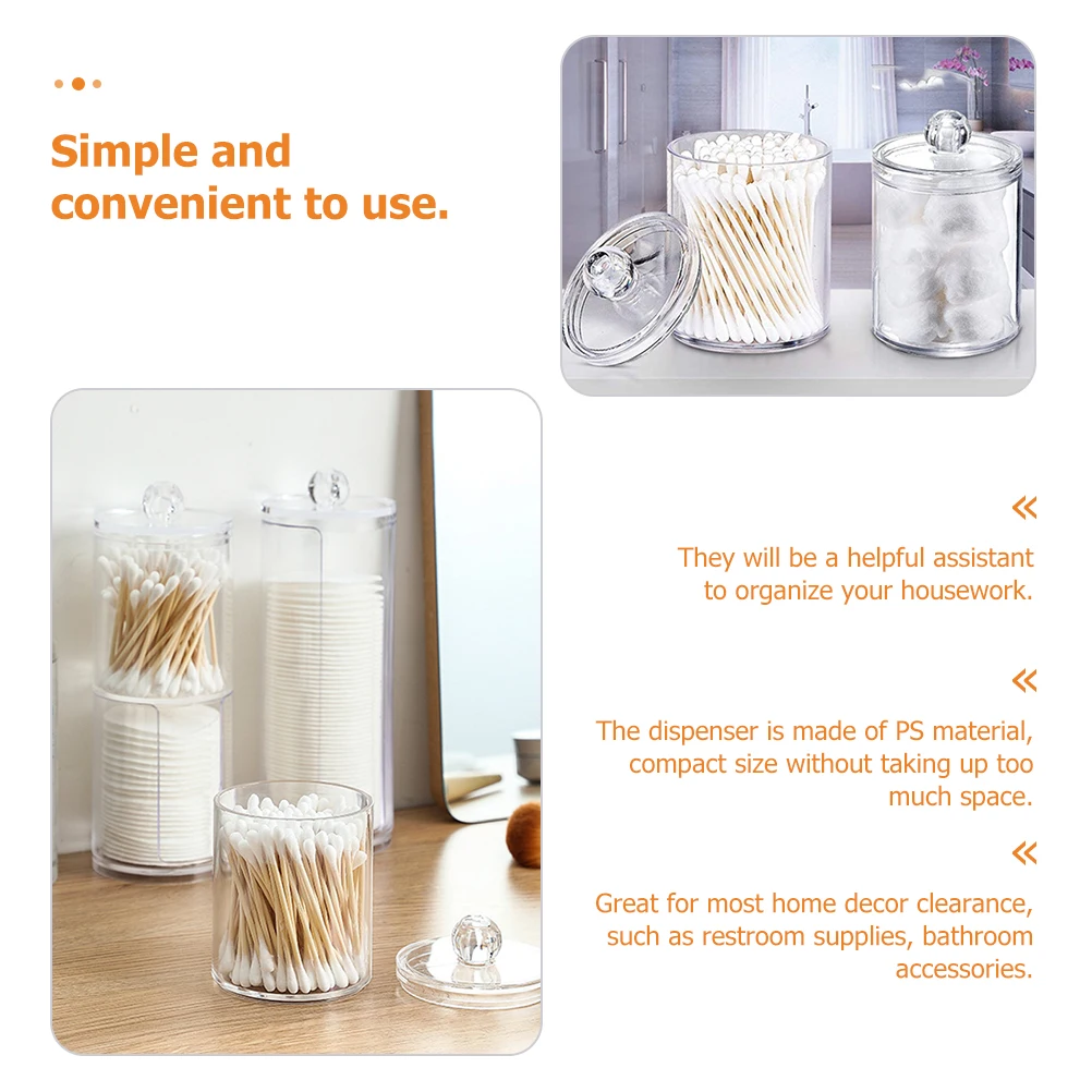 

Cotton Ball Storage Box Clear Container Swab Organizer Jar with Lid Compact Dustproof Home Decor Bathroom Accessories