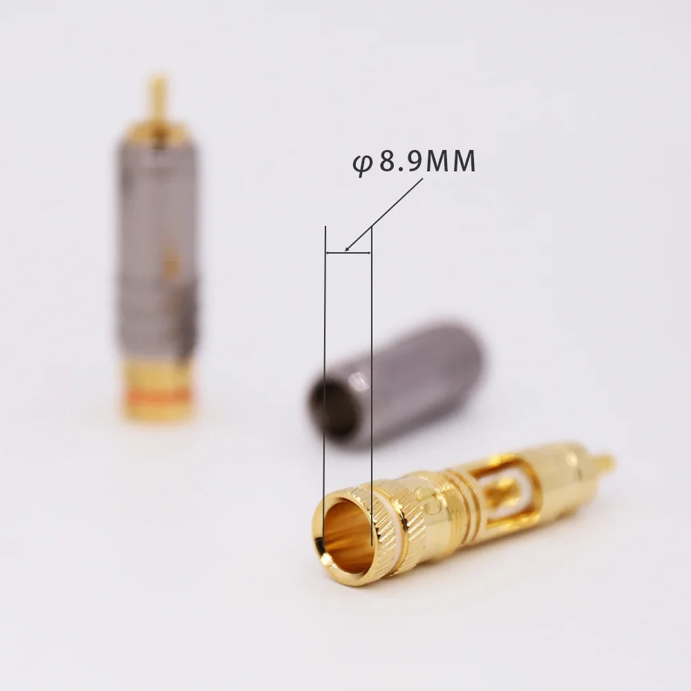 8pcs Hi-End 24K Gold Plated  Copper RCA Plug Durable RCA Connector Screws Soldering Locking Audio Video WBT Plug
