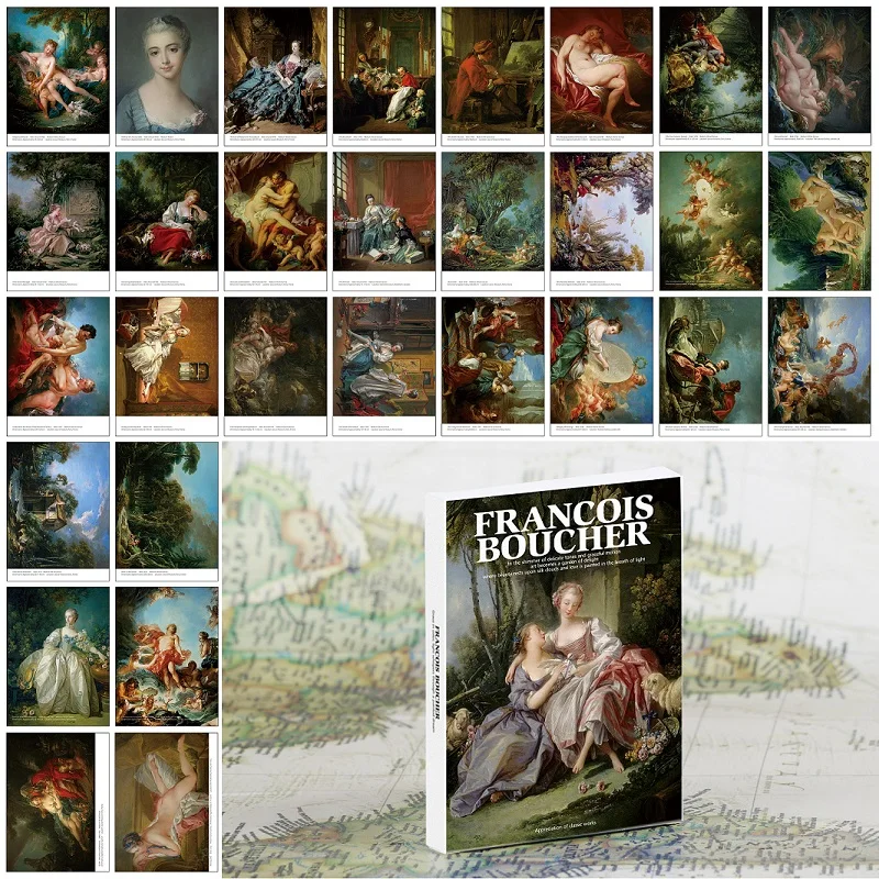 

Набор из 30 открыток с картинами французского художника Франсуа Бушера - классические открытки с изображением картин маслом, декор для стен