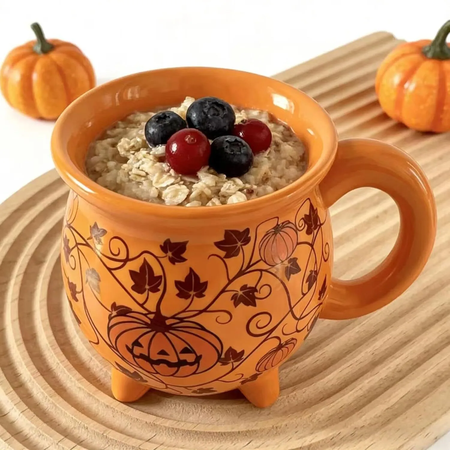 Home & Garden HDrinkware alloween Ceramic Pumpkin Cup Witch Theme Creative Mug Four-legged Coffee Cup Witch Pot Holiday Gift