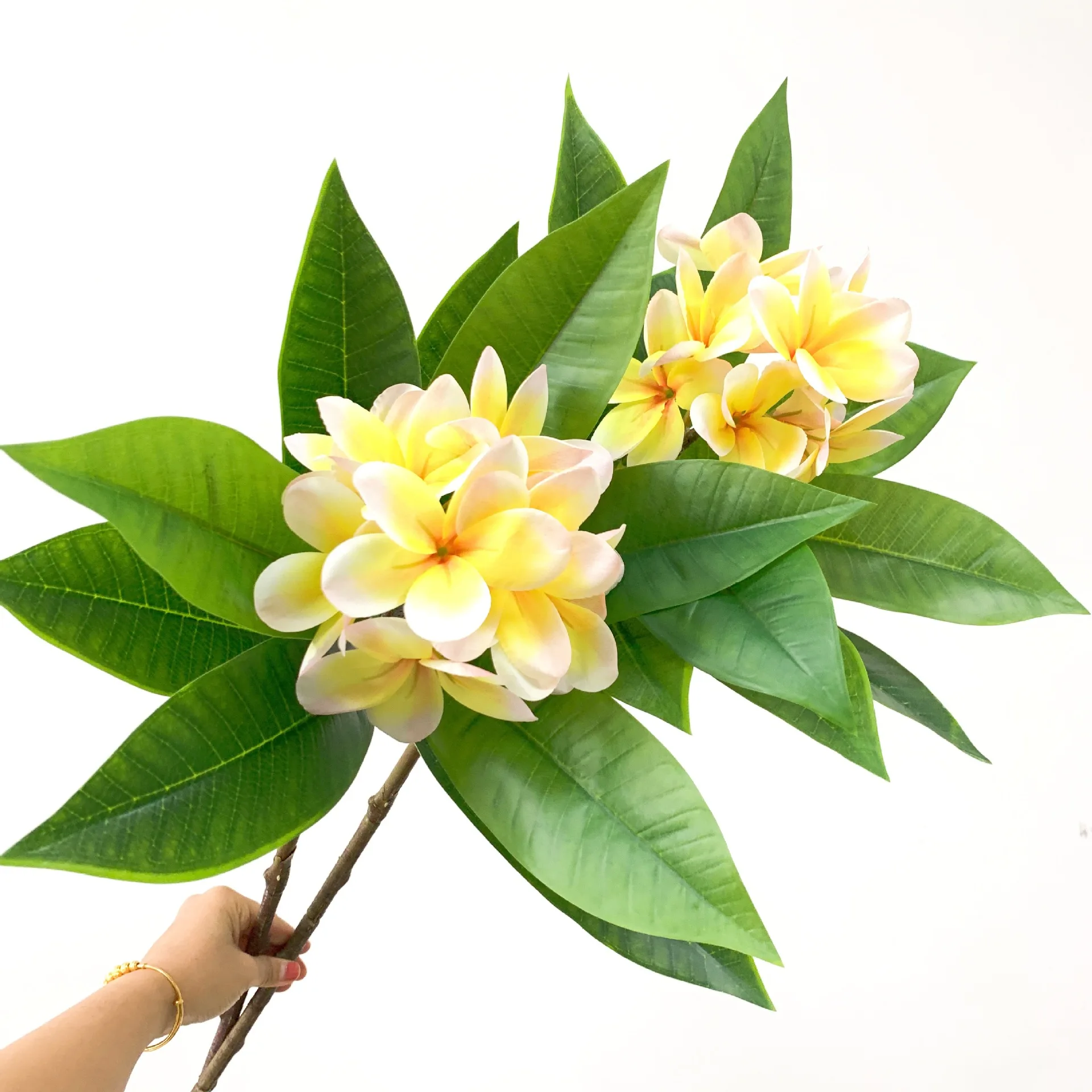 Artificial Frangipani Flower with Long Stems Lifelike Real Touch Artificial Plumeria Flower for Home Party Wedding Bouquet Decor