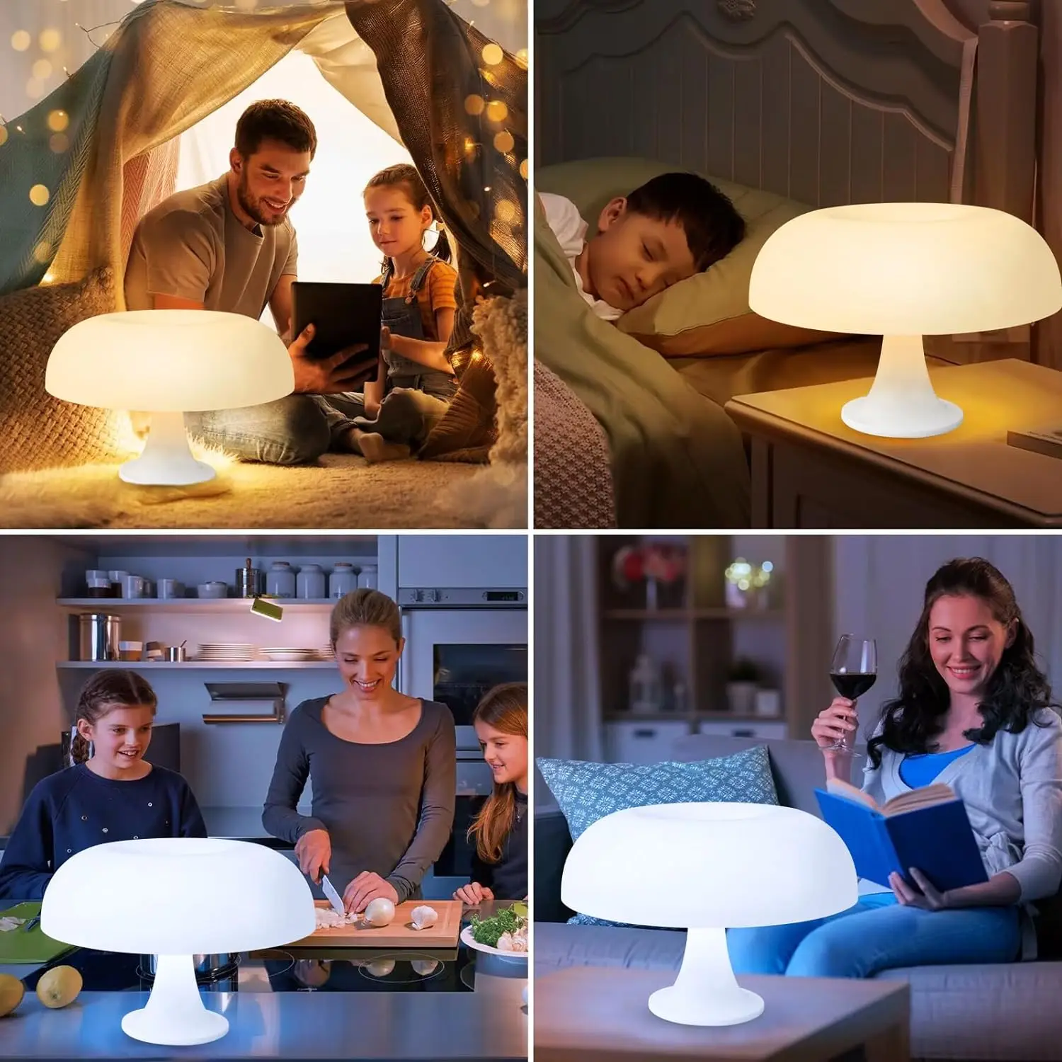 USB Led Mushroom Table Lamp 3-color Dimming for Hotel Bedroom Bedside Living Room Decoration Lighting Modern Minimalist Creative