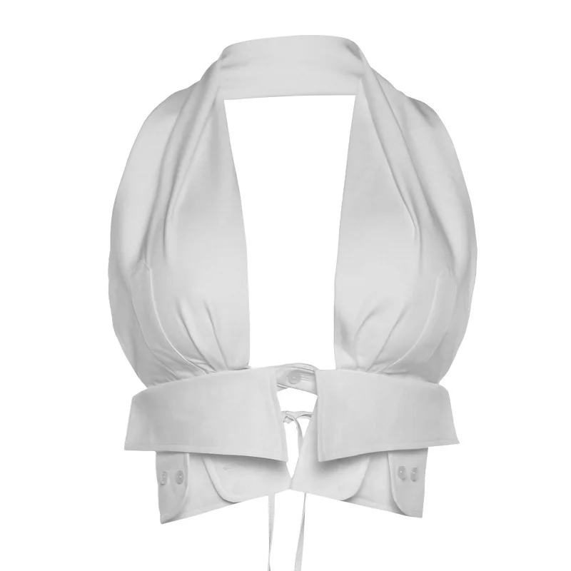 Ropa de mujer de tendencia de moda de verano 2022, nuevo estilo, cuello colgante, espalda expuesta, calado, corte ajustado, chaleco interior