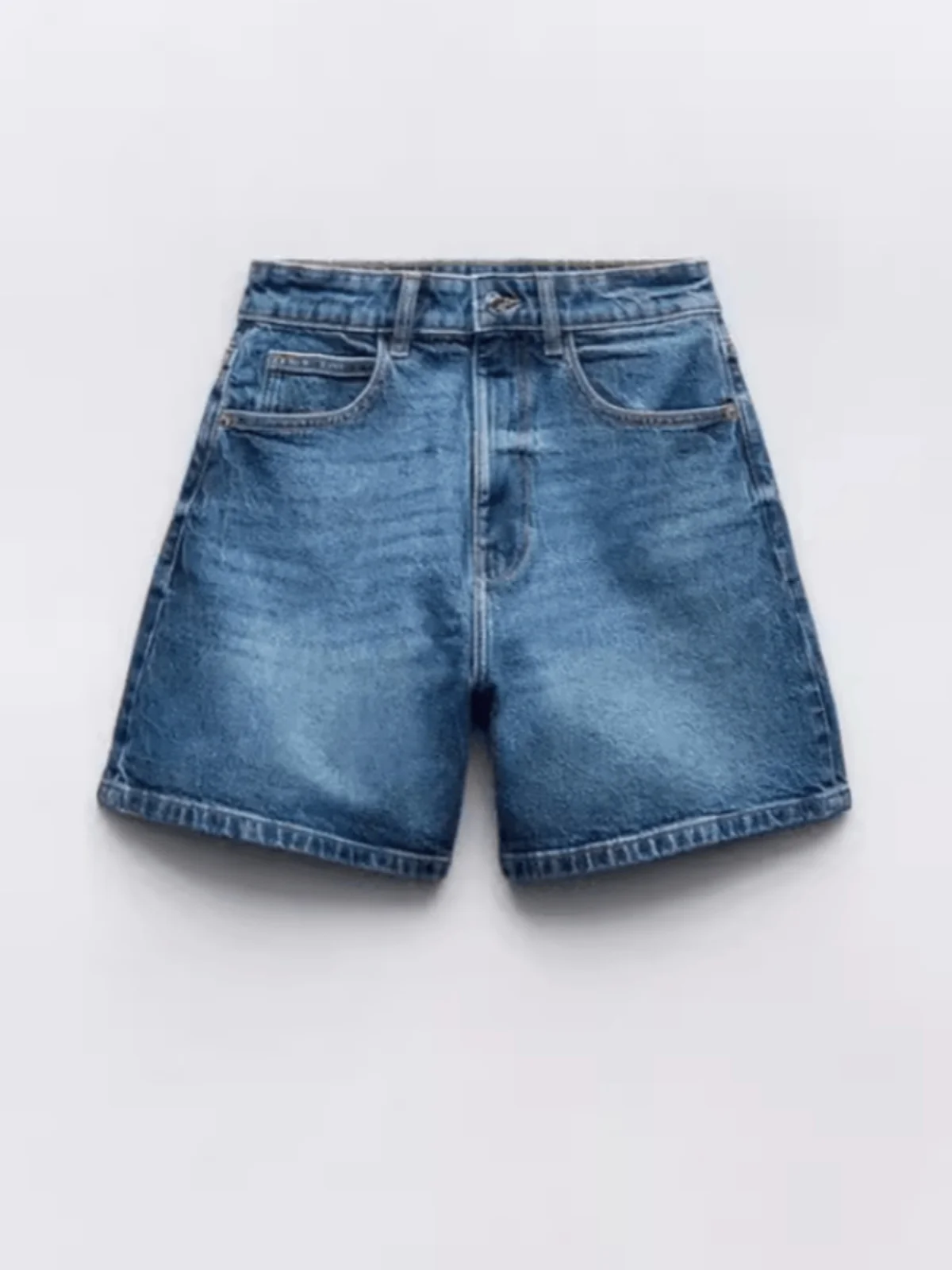 

Summer New High Waist Loose Comfortable Straight Leg Denim orts Women's Faionable Trendy Blue Jeans High Wear Resistance