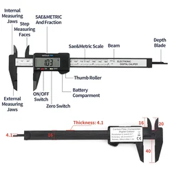 Measuring Tools 150mm Electronic Digital Caliper Carbon Fiber Dial Vernier Caliper Gauge Pachometer Digital Ruler Micrometer