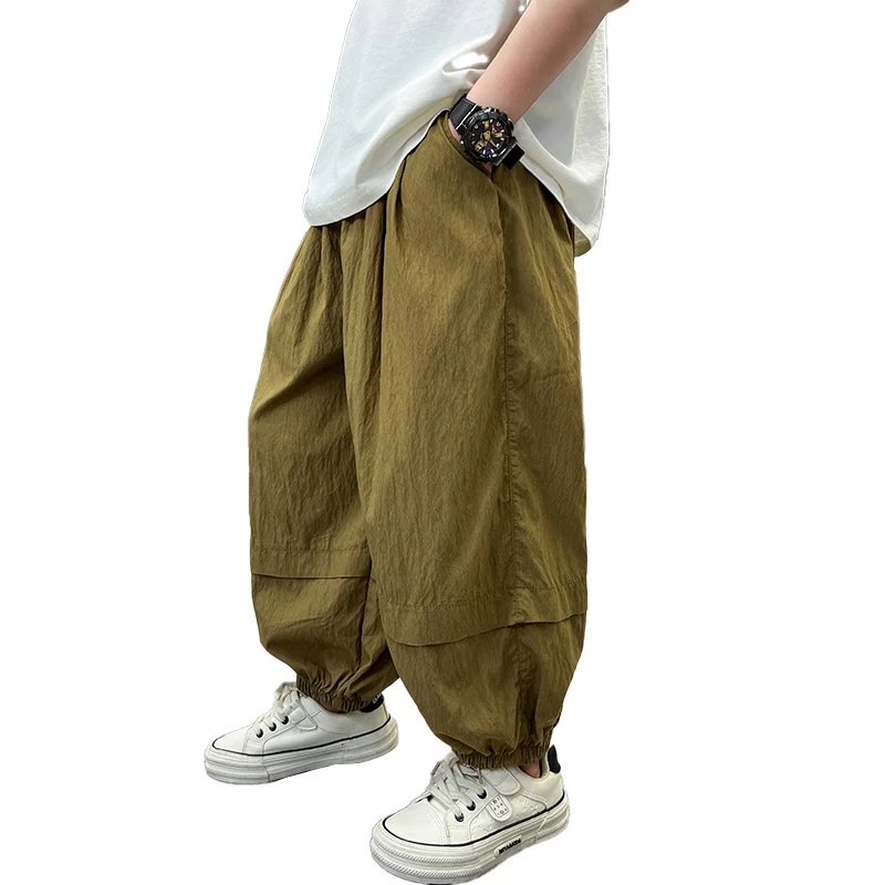 New Boys Pants With Side Pockets Teen Boys Utility Pants Teen Harem Trousers Toddler Bite-Proof Hiking Mosquito Pants Age 4-14Y