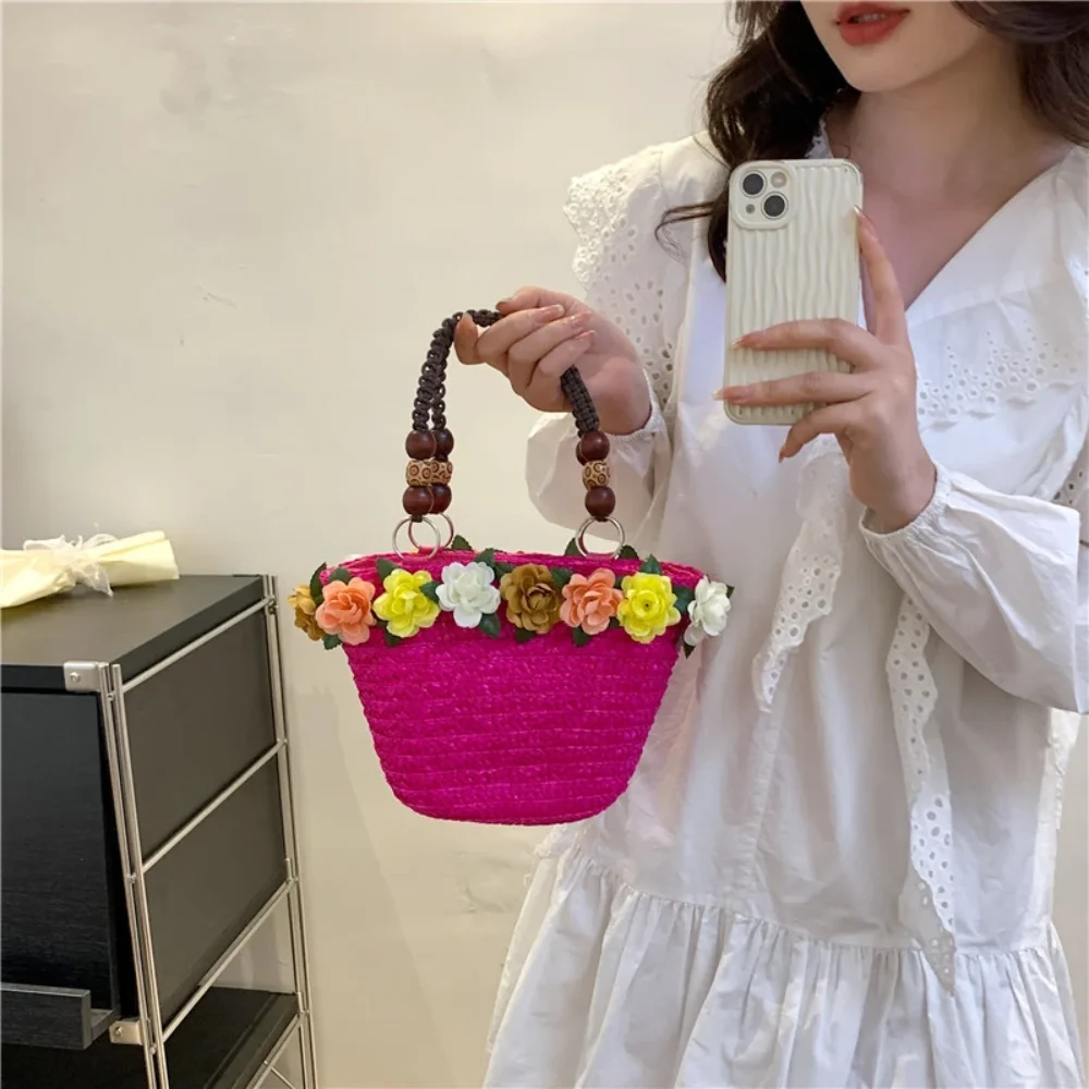 Straw Beach Bags Convenient High-capacity Hand-Woven Rattan Bag Purse Straw Bag