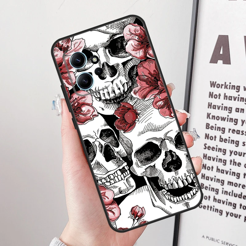 Gothic Floral Skull Case For Xiaomi Redmi 12 9C 10A 10C 12C Redmi Note 11 8 9 10 12 Pro 9S 10S 11S 12S Cover