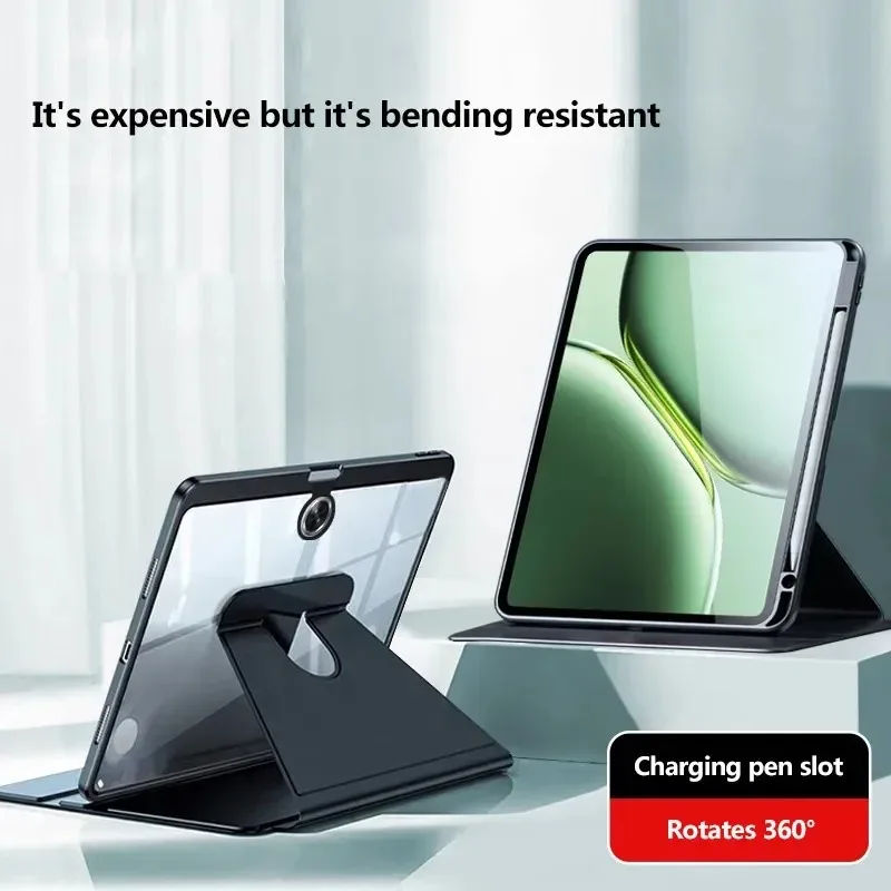 

Акриловый противоскользящий чехол для OnePlus Pad 2 12,1 Pro 12,1 дюйма 2024 Pad 11,61 Go 11,35 360 ° Крышка вращающейся подставки со слотом для ручки