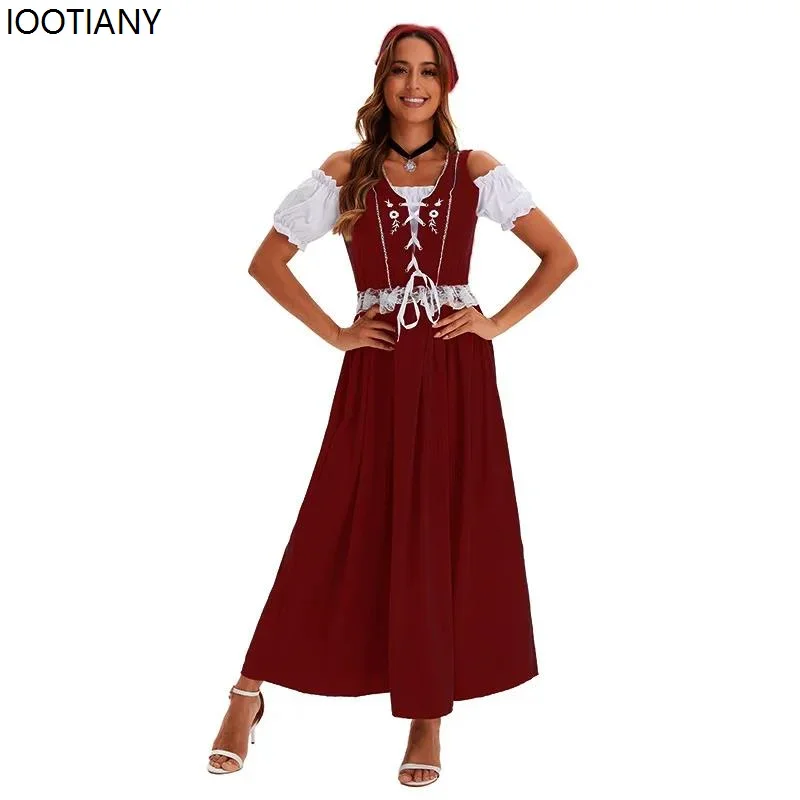 КосплейНемецкий Октоберфест Платье Карнавальная вечеринка Традиционное платье Хэллоуин Косплей Баварская униформа горничной Элегантное женское платье Ap