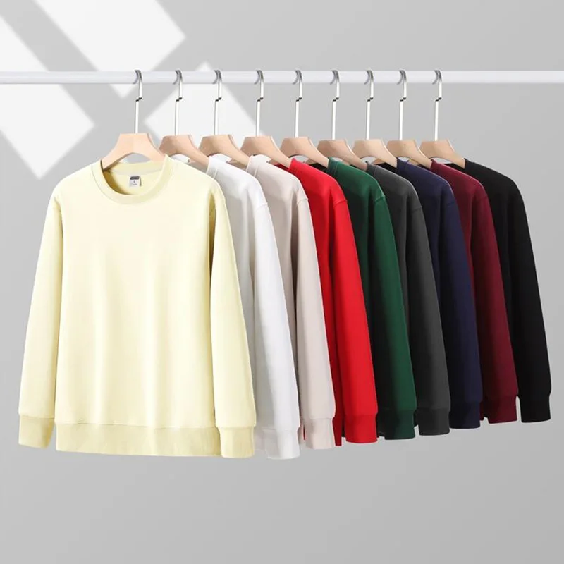 350g Mens Oversized Crew Neck Sweatshirts Cotton Polyester Winter Casual Hoodies Solid DTG Print High Quality Man Plus Size Tops