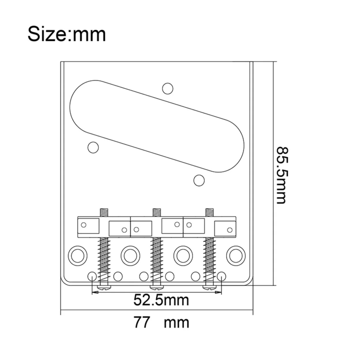 Miwayer Vintage Telecaster TL Bridge Ashtray, 3 Brass Saddles with Screws 6-Point CNC Aluminum Base, 4 Colors Optional