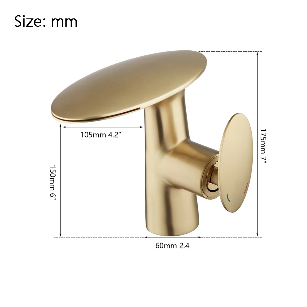 Torayvino Brushed Gold Bathroom Faucet Basin Sink Deck Mounted Faucet Washbasin 1 Handle Waterfall Spout Bathtub Mixer Water Tap