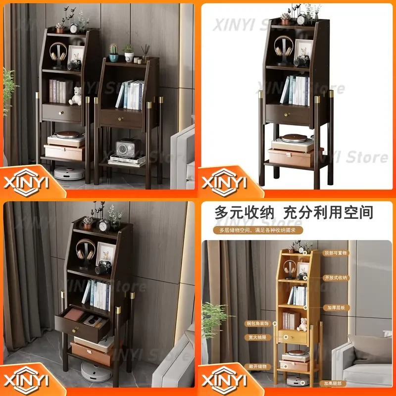 Storage Cabinet for Living Room Floor Standing Bookcase with Drawer Corner TV Side Display Cabinet Home Office Storage