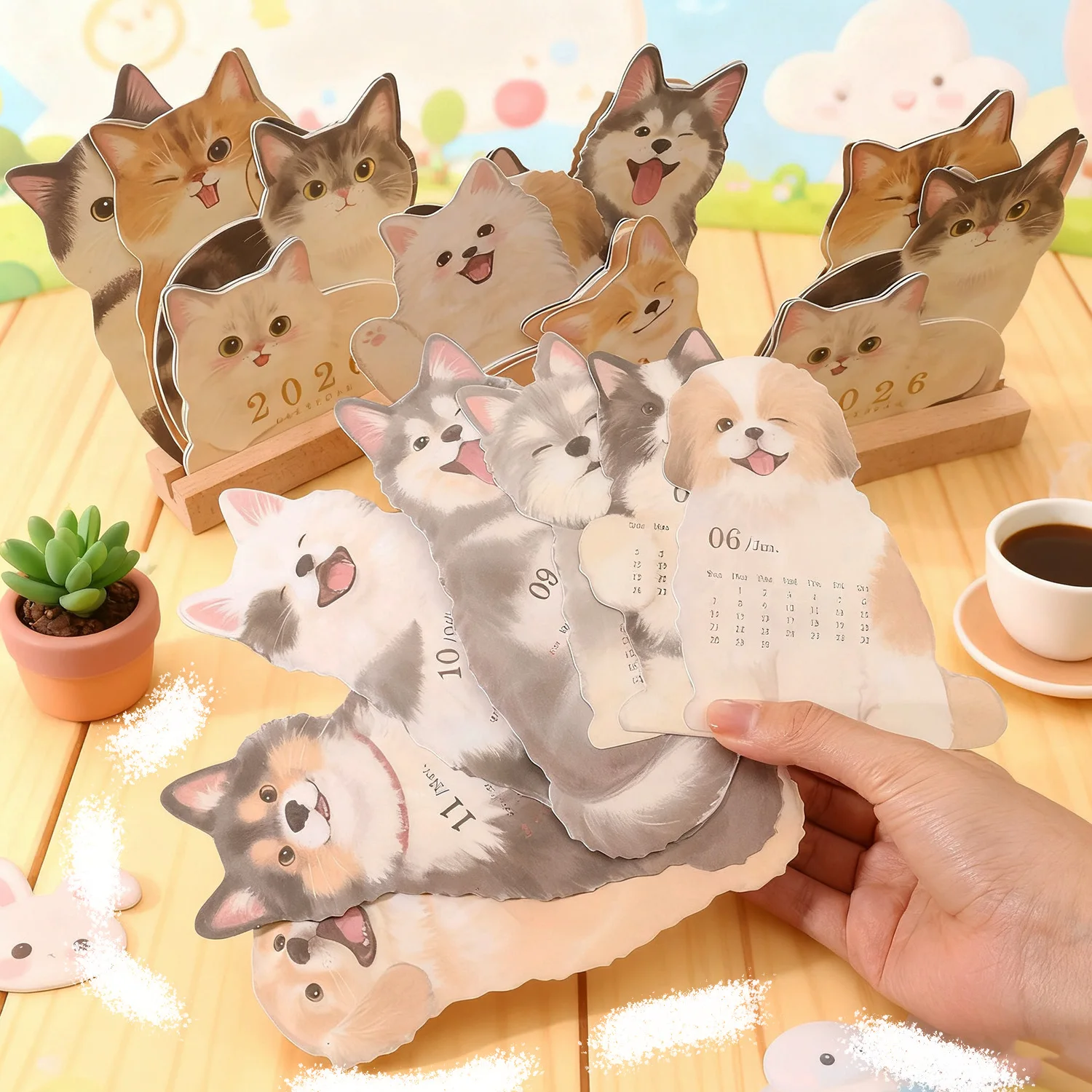 

Настольный календарь с героями мультфильмов Kawaii на 2026 год, настольные календари, ежедневный месяц, годовое использование, настольные украшения, нежный стоячий в домашнем офисе