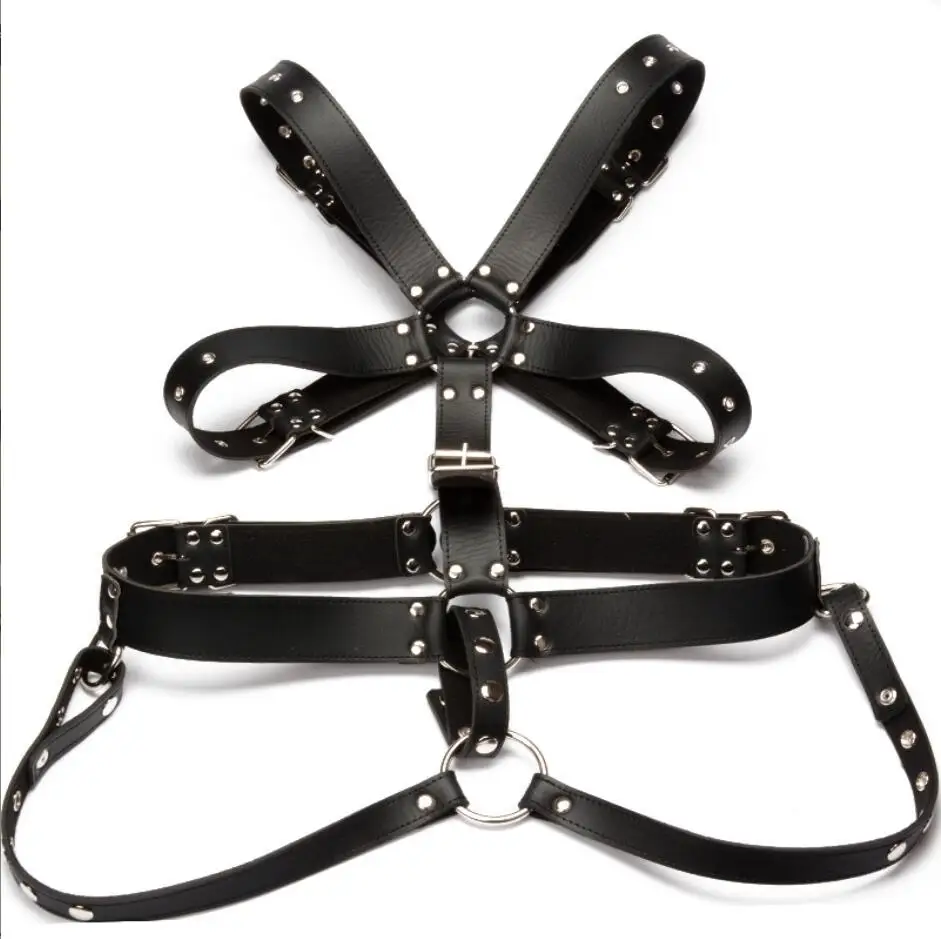 BDSM Gay Body Bondage Harness Men Fetish Leather Lingerie Sexual Chest Harness Belt Strap Punk Rave Gay Costumes S3127