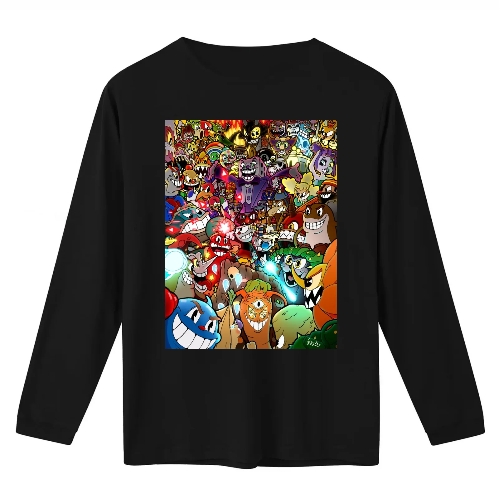 Cuphead Poster + Color T-Shirt Summer Casual Cotton Tee Oversized Streetwear Tops Vintage Graphic Print Unisex Men Women