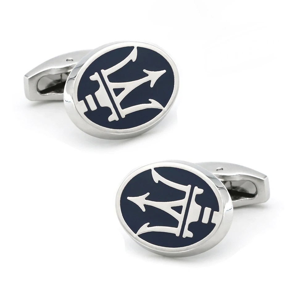 iGame Car Cuff Links Blue Color Trident Design Quality Brass Material Cufflinks For Men