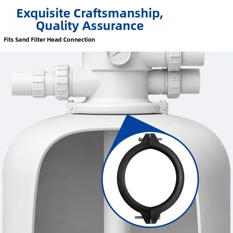 1.5 Inch Sand Filter Pump Head Clamp with Gasket for Pool Filtration Systems White Black or Dual Color Options
