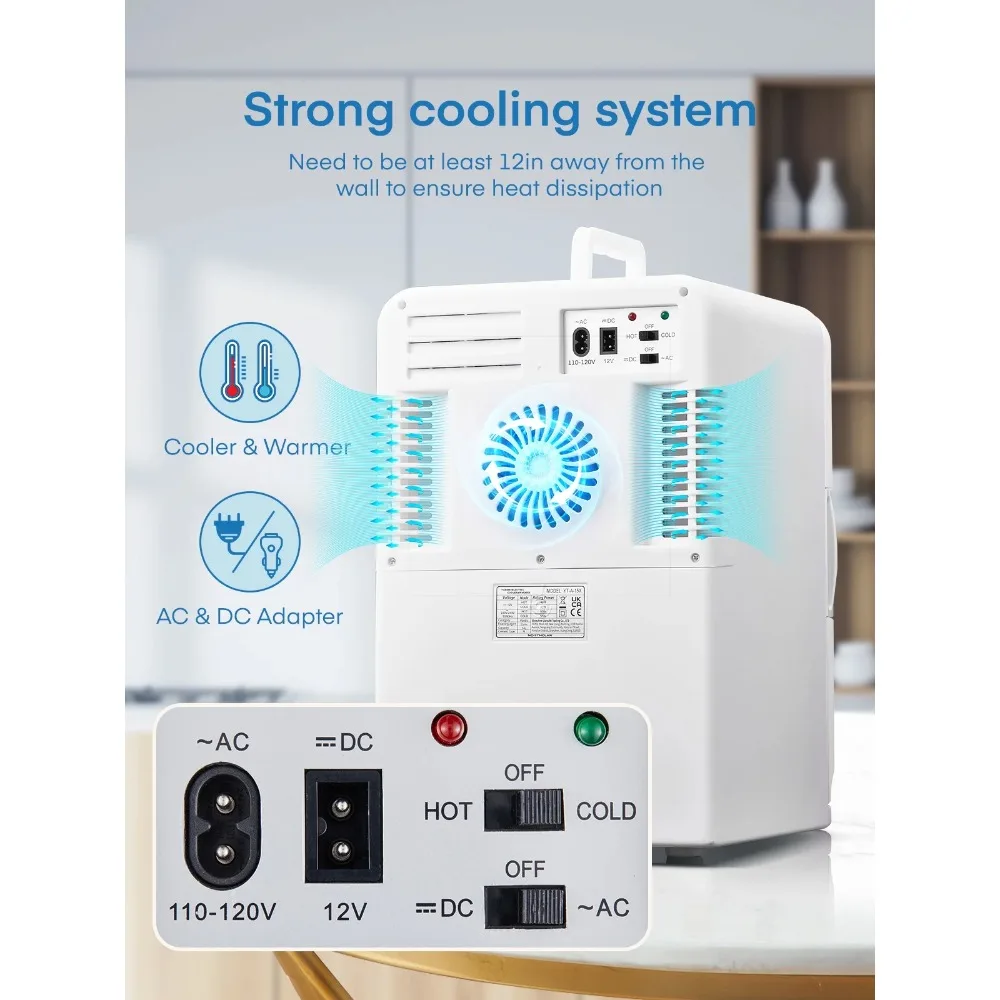 15L Mini Fridge for Bedroom, 15 Litre/21 Cans Refrigerator, Small Fridge for Office and Car, White