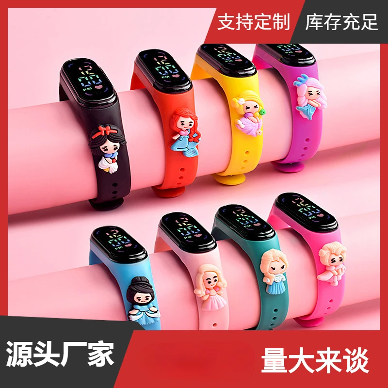 Princess Digital Watches Girl Boy Smart Display Cute Cartoon Wristwatch Men Women Baby Clock Gift Sports Student Digital Watch