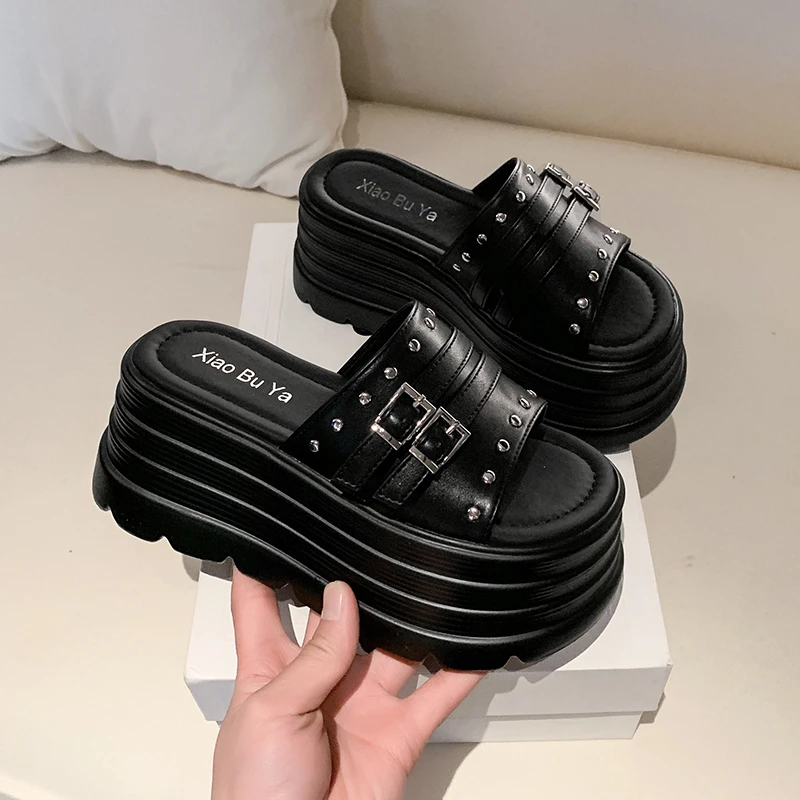 

8 см модные высокие модемные тапочки, новые летние женские сандалии-гладиаторы высокого качества, повседневные тапочки на платформе для женщин, женская обувь