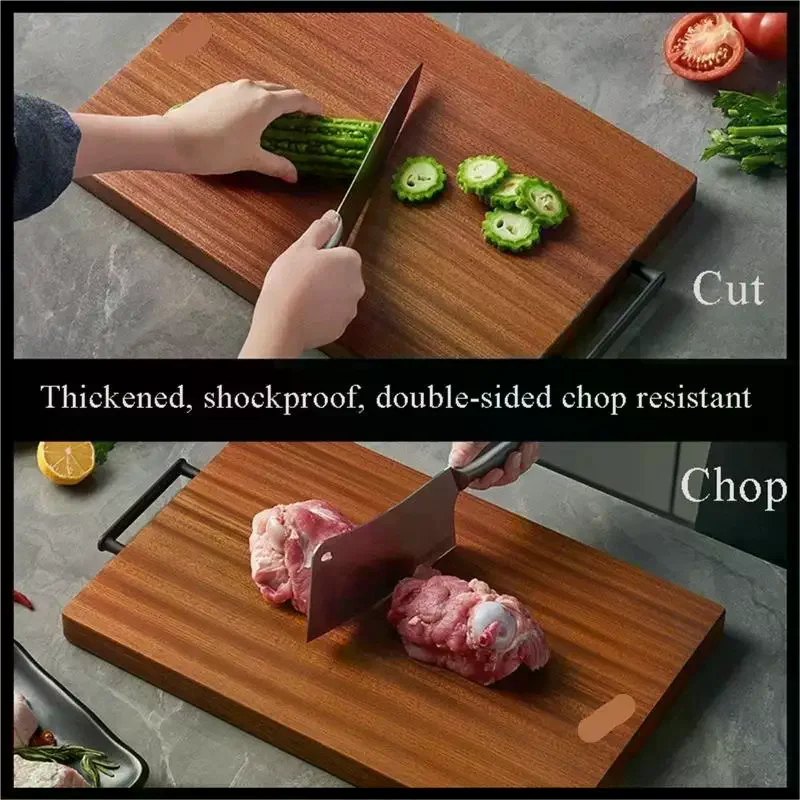 Natural Solid Wood Cutting Board Mildew Resistant Double Sided Home Kitchen Cooking Prepping No Crack Safe Chop